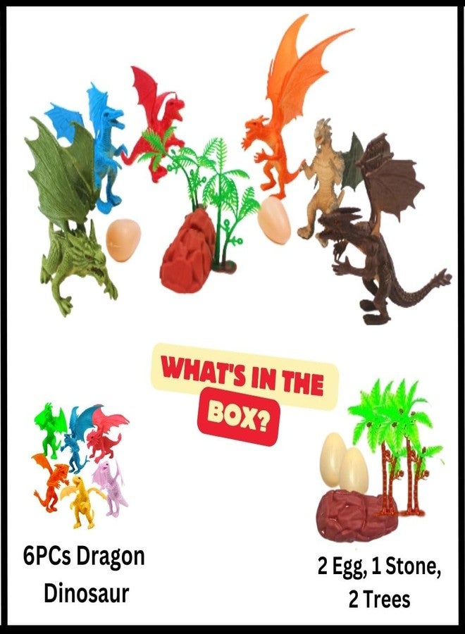 Mallexo Realistic Dragons Dinosaur Animal Toys for Kids 3+ Years 11PCs Roar Jurassic Park Dino Animals Toy Figure Set Mid Size Birthday Return Gifts Safari Animal Dino Egg Trees Action Figurine - Image 2